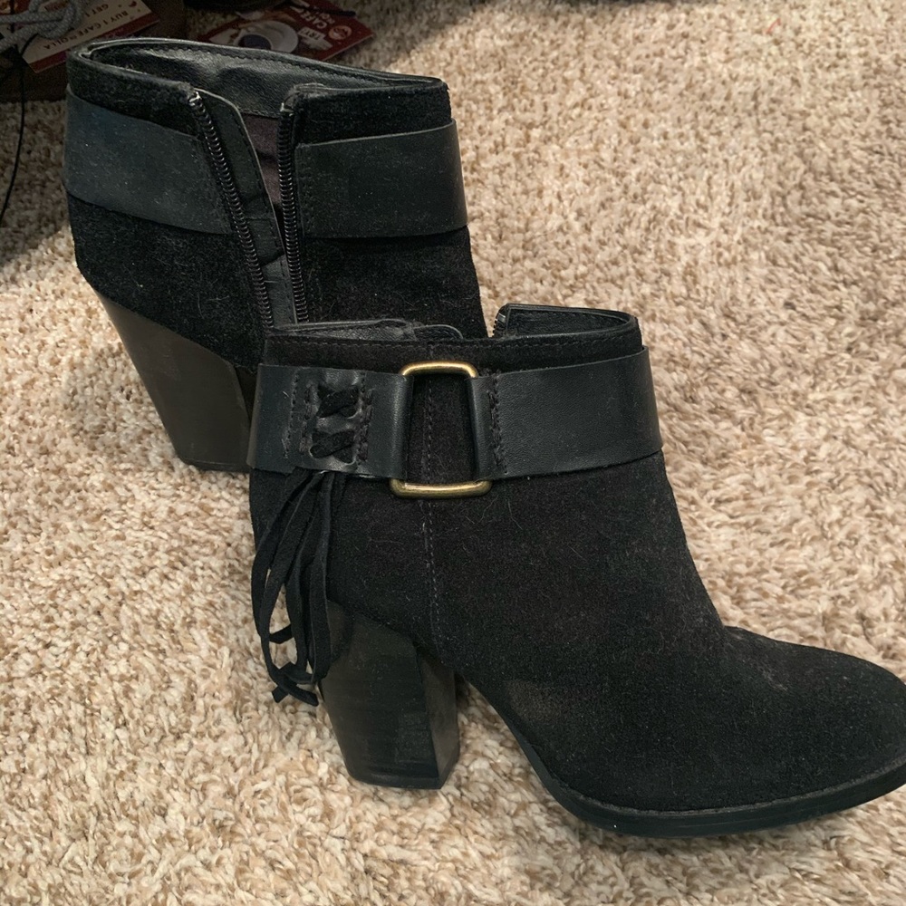 Suede Booties with fringe detail